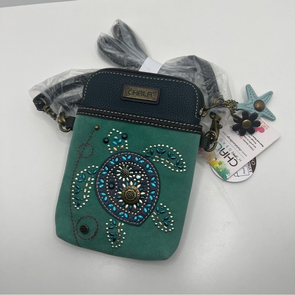 Chala Crossbody Purse Turtle Small Outer Pocket Sequins Beads Bag Charms Boho